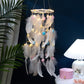 White Boho Pom Pom Feather Dreamcatcher - Whimsical Hanging Mobile for Girls Bedroom & Nursery Decor