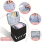 Purple Professional Nail Polish Organizer Case for 30 Bottles & UV Lamp - Double-Layer Travel Storage Bag