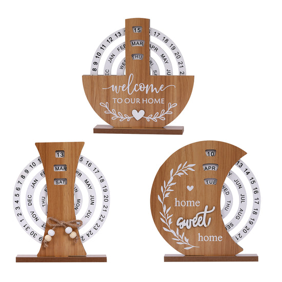 Ferris Wheel model Rustic Wooden Perpetual Calendar - Reusable Rotating Desk & Tabletop Decor
