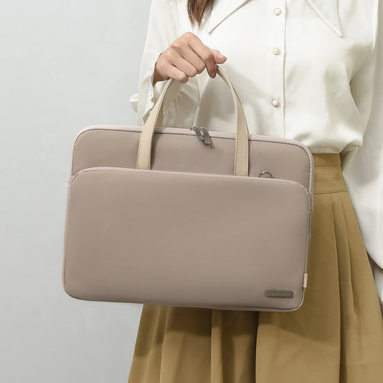 Green Chic Padded Laptop Bag for 15.6-Inch Notebooks - Versatile Shoulder Briefcase with Trolley Strap