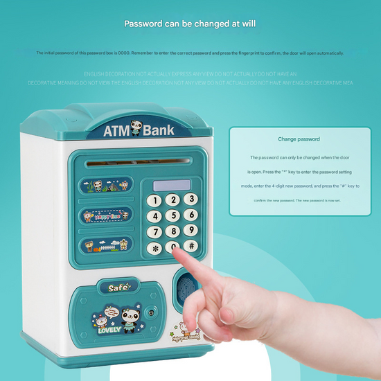 Pink Mouse baby Kids Smart ATM Piggy Bank - Automatic Bill Scroll, Password & Fingerprint Unlock with Fun Features