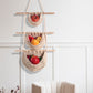 Three-layer braided rope style Bohemian Hanging Fruit Basket – Wall-Mounted Woven Storage Net Pocket for Kitchen & Home Decor