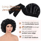 Black Luxury Double Layer Satin Bonnet with Bow Tie - Large Hair Protection Sleep Cap for All Hair Types