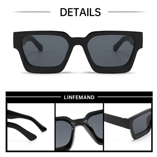 White frame with gray tiles Classic Square Frame Sunglasses - Unisex UV400 Protection, Lightweight & Face-Slimming Design - High Definition Vision Eyewear