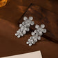 Sliver Textured Cascading Floral Statement Drop Earrings for Women