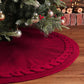 Red Luxury Knit Christmas Tree Skirt with Cable-Knit Border - Rustic Holiday Decor(62cm)