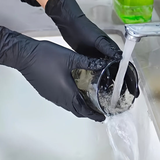 50 Pairs  Black Premium Disposable Nitrile Gloves - Powder-Free, Latex-Free & High-Elasticity for Multi-Purpose Use(L)
