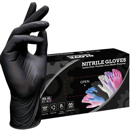 50 Pairs Black Premium Disposable Nitrile Gloves - Powder-Free, Latex-Free & High-Elasticity for Multi-Purpose Use(XL)