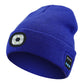 Blue Wireless Bluetooth Beanie Hat with USB Rechargeable LED Headlight - Unisex Knit Cap for Running & Camping