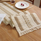 2-PCS Christmas Edition Bohemian Woven Table Runner with Tassels - Rustic Farmhouse Decor for Dining & Coffee Tables