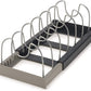 Grey Expandable Pan & Pot Lid Organizer Rack - Adjustable Kitchen Cabinet Storage Holder for Bakeware & Cutting Boards