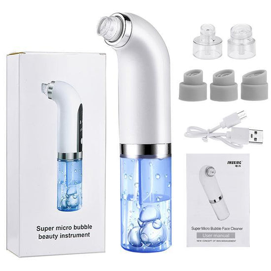 White Hydro-Dermabrasion Blackhead Remover Vacuum - Rechargeable Pore Cleanser & Oxygen Infusion Device