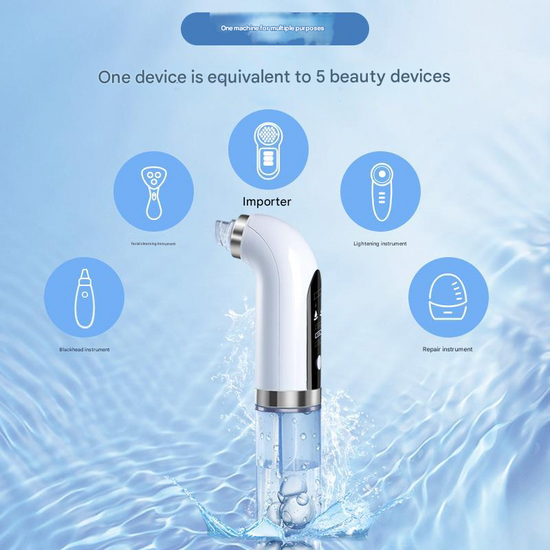White Hydro-Dermabrasion Blackhead Remover Vacuum - Rechargeable Pore Cleanser & Oxygen Infusion Device