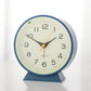 Blue Minimalist Silent Alarm Clock with Night Light - Non-Ticking Analogue Bedside & Desk Clock