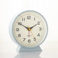 Light blue Minimalist Silent Alarm Clock with Night Light - Non-Ticking Analogue Bedside & Desk Clock