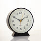 Black Minimalist Silent Alarm Clock with Night Light - Non-Ticking Analogue Bedside & Desk Clock