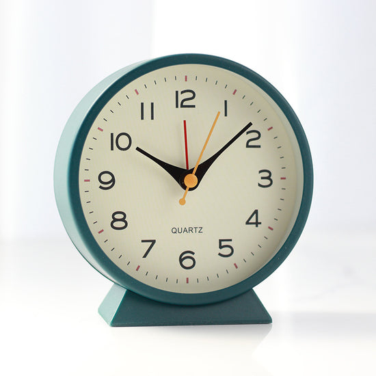 Dark green Minimalist Silent Alarm Clock with Night Light - Non-Ticking Analogue Bedside & Desk Clock