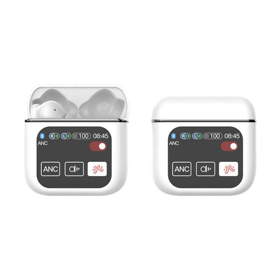 TWS Bluetooth Earbuds with 1.9 HD Touch Screen Case - ANC/ENC Noise Reduction(white)"