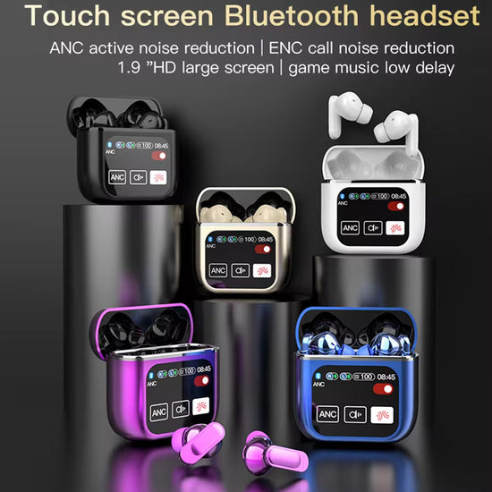 TWS Bluetooth Earbuds with 1.9 HD Touch Screen Case - ANC/ENC Noise Reduction(white)"