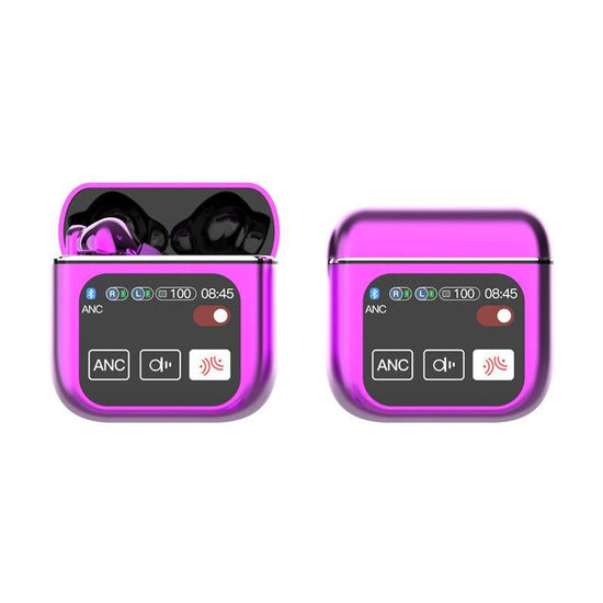 TWS Bluetooth Earbuds with 1.9 HD Touch Screen Case - ANC/ENC Noise Reduction(Purple)"