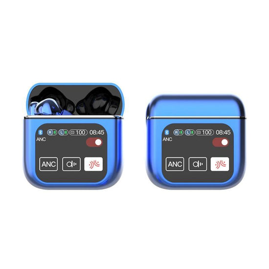 TWS Bluetooth Earbuds with 1.9 HD Touch Screen Case - ANC/ENC Noise Reduction(Blue)"