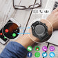 Rugged Sports Smartwatch - 50M Waterproof, 24H 3D Pedometer, Bluetooth Notifications & Long Battery Life(Black with gold text)
