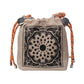 Chic Drawstring Bucket Bag with Intricate Print - Adjustable Rope Strap, Lightweight Fabric(Khaki)