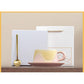 Artistic Ceramic Coffee Cup & Saucer Set with Spoon - Gradient Glaze, 240ml, Gift Boxed(pink)