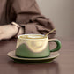 Artistic Ceramic Coffee Cup & Saucer Set with Spoon - Gradient Glaze, 240ml, Gift Boxed(Blue)
