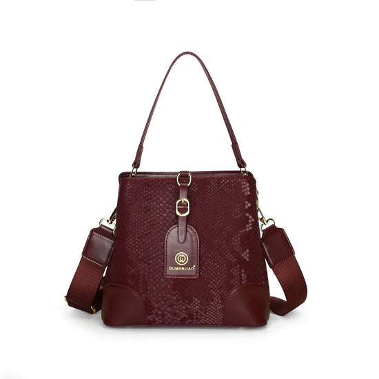 Elegant Textured Bucket Bag - Versatile Shoulder, Handheld & Crossbody Design(red)
