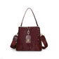 Elegant Textured Bucket Bag - Versatile Shoulder, Handheld & Crossbody Design(red)