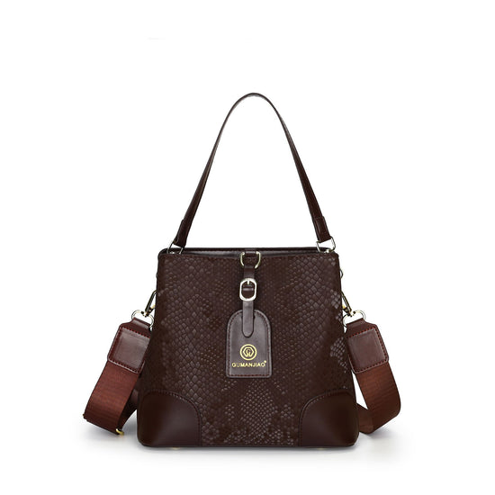 Elegant Textured Bucket Bag - Versatile Shoulder, Handheld & Crossbody Design(brown)