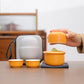 Portable Ceramic Tea Set for Travel - Quick Gaiwan with 3 Cups & Carrying Case(black)