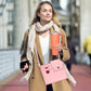 Chic PU Leather Crossbody Bag with Tumbler Holder - Multi-Compartment, Adjustable Strap,Does not include thermos cup(pink)