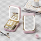 Portable Jewelry & Makeup Organizer Box with LED Touch Mirror - Rechargeable, Adjustable Lighting(green)