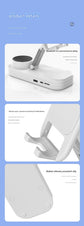 Foldable Desktop Phone Stand with Bluetooth 5.3 Speaker - Adjustable Angle & Height, TF/Line-In(white)