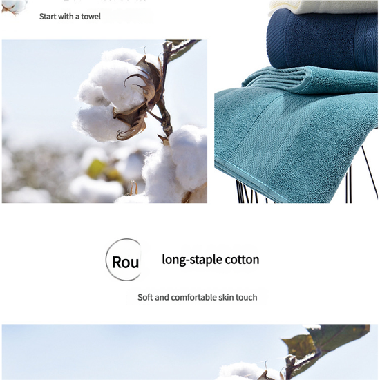 Premium Long-Staple Cotton Towel Set - 2 Hand Towels & 1 Bath Towel Gift Bundle(blue)