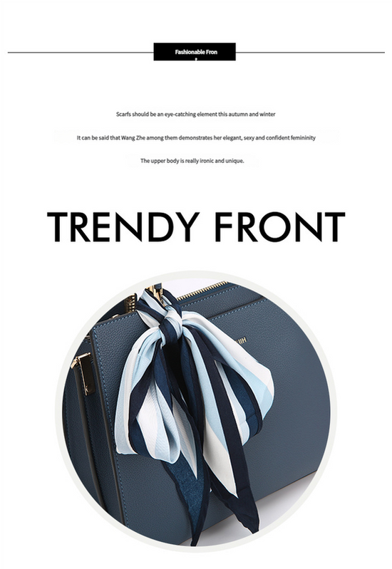 Fashionable Synthetic Leather Crossbody Bag with Detachable Scarf - Multiple Compartments for Daily Essentials(blue)