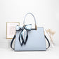 Fashionable Synthetic Leather Crossbody Bag with Detachable Scarf - Multiple Compartments for Daily Essentials(light blue)