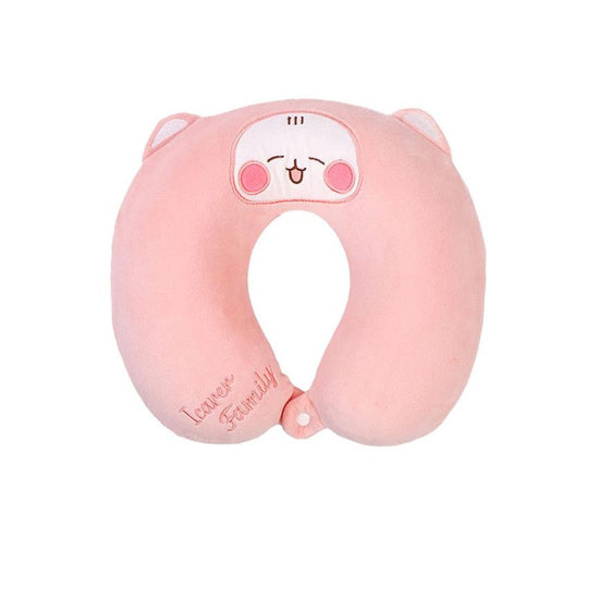 2-in-1 Convertible Eye Mask & Travel Neck Pillow Set - Plush Fabric with Snap Closure(pink)