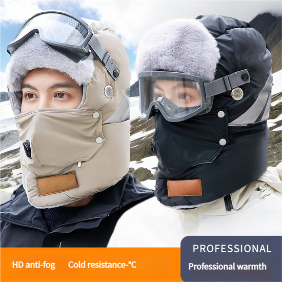 Anti-Fog Thermal Cycling hat - Reflective Safety & Voice Amplification(black)
