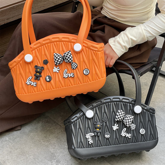 Stylish Handbag - Spacious with Decorative Elements(Dark Blue)