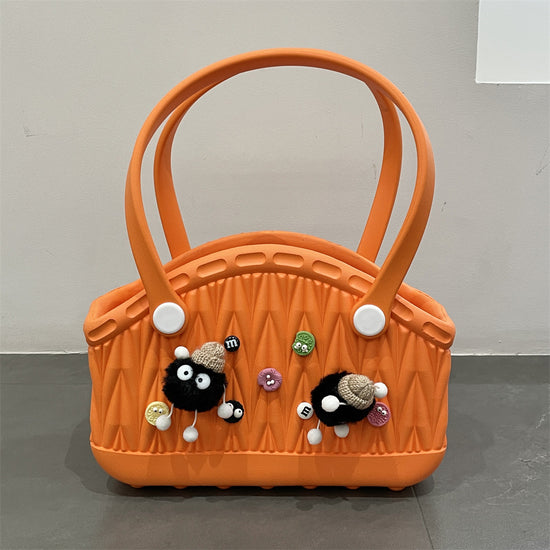 Stylish Handbag - Spacious with Decorative Elements(Orange)