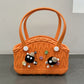 Stylish Handbag - Spacious with Decorative Elements(Orange)