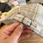 Patchwork Plaid Cotton Cap with Decorative Details(brown)