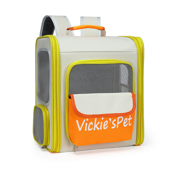 Breathable Pet Carrier Backpack - Large Capacity, Multiple Windows, Oxford Cloth(orange)