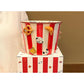 Charming Striped Ceramic Instant Noodle Bowl with 3D Accents & Happy every day!" Message(red)"