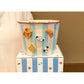 Charming Striped Ceramic Instant Noodle Bowl with 3D Accents & Happy every day!" Message(blue)"