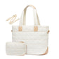 Lightweight Quilted Tote Bag for Women - Fits 15.6 Laptop Water-Resistant with Clutch & Luggage Strap(White)"
