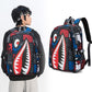 Trendsetter Shark Mouth Print Backpack - Lightweight & Breathable School Bag(Red leaves)